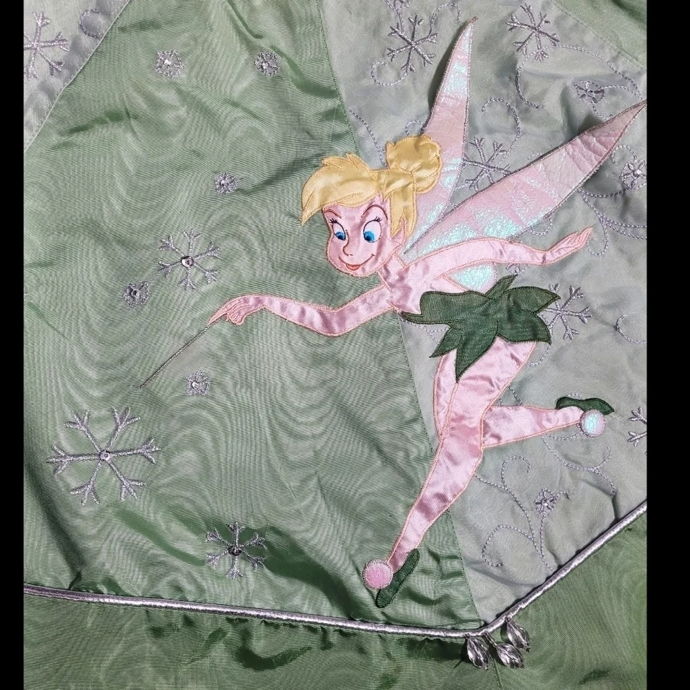 Vintage Rare Tinkerbell tree skirt beaded embroidered satin plush disneystore - Picture 4 of 7